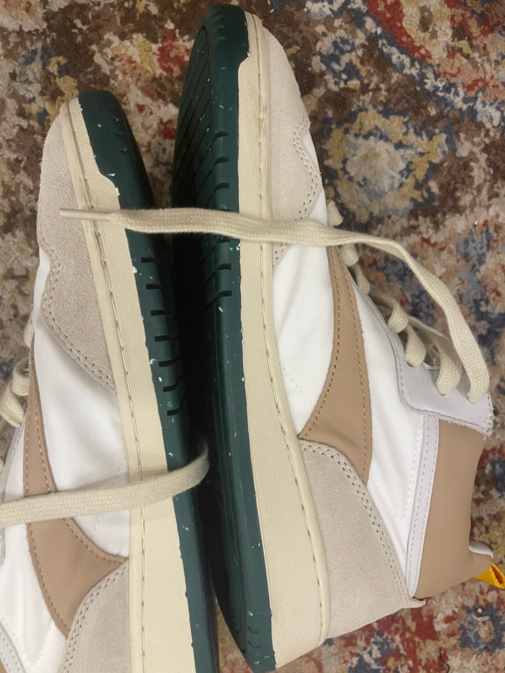 Oncept Women's White and Tan Low-Top Sneakers with Dark Green Outsoles - Picture 3 of 8